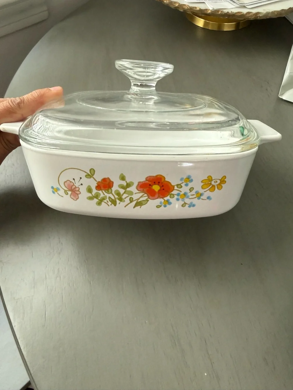 Vintage Corning Ware A-1-B Wildflower 1 Quart Casserole Dish w/ Glass Pyrex Lid